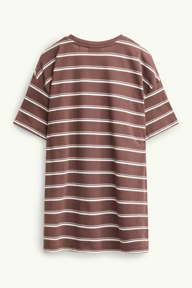 Damen - T-Shirt - Oversized - gestreift - Bambi - braun