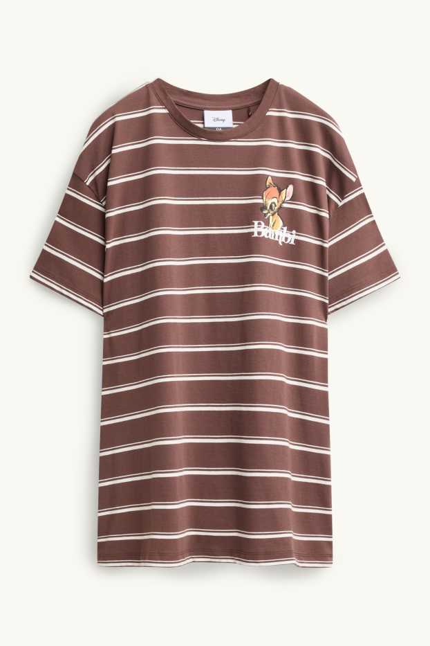 Damen - T-Shirt - Oversized - gestreift - Bambi - braun