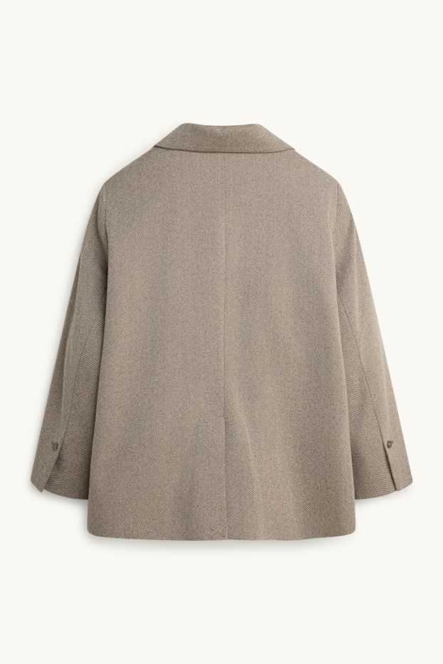 Dames - Lange blazer - regular fit - met patroon - beige