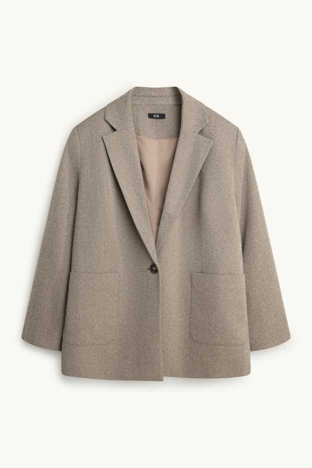 Dames - Lange blazer - regular fit - met patroon - beige