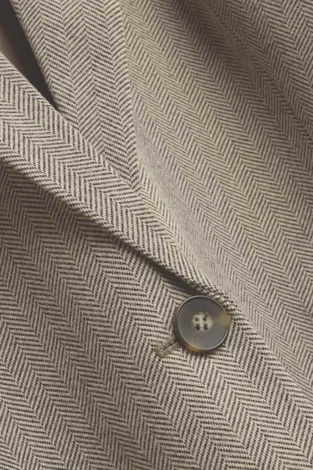 Dames - Lange blazer - regular fit - met patroon - beige
