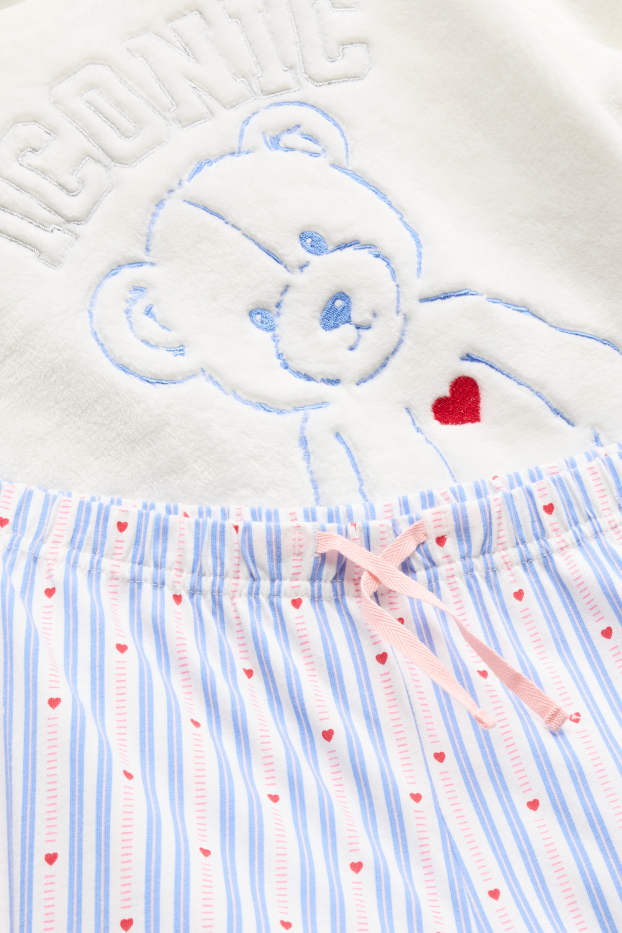 Kinder Mädchen - Teddybär - Pyjama - 2 teilig - weiß / blau