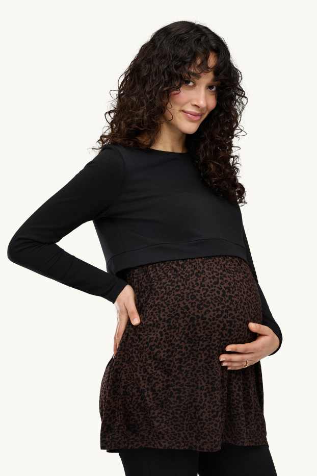 Damen - Still-Kleid - Leo-Print - schwarz