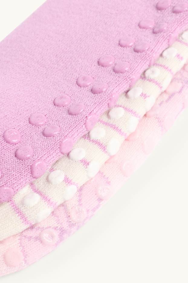 Enfants filles - Lot de 3 - chaussettes à noppes - rose