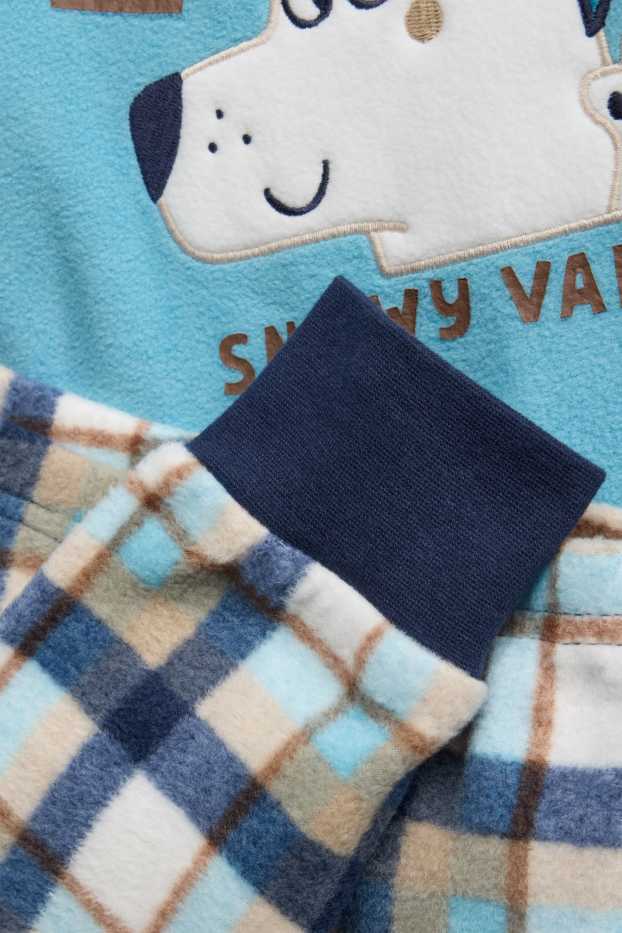 Kinder Jungen - Eisbär - Fleece-Pyjama - 2 teilig - hellblau