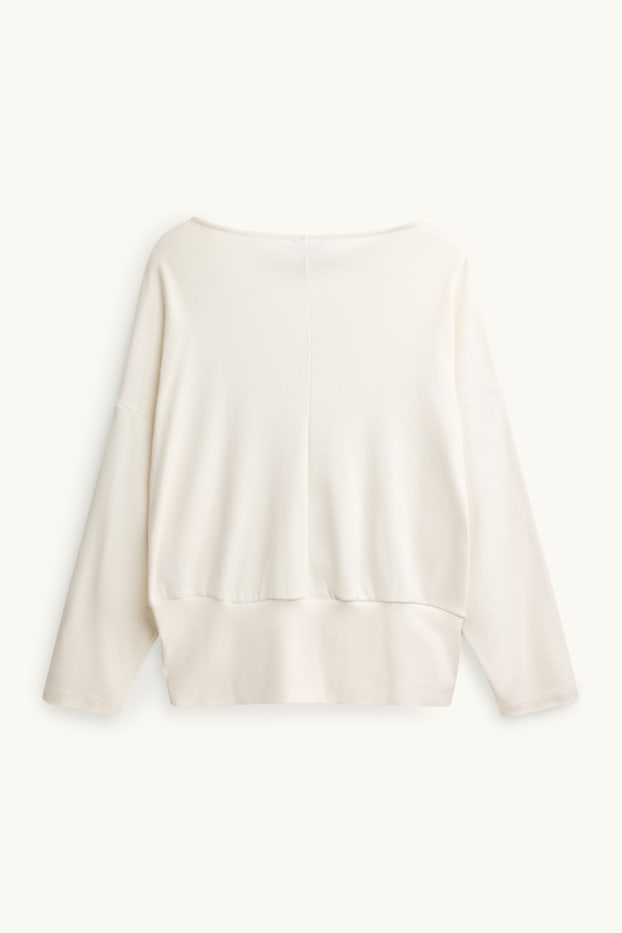Donna - Maglia a maniche lunghe - slim fit - bianco crema