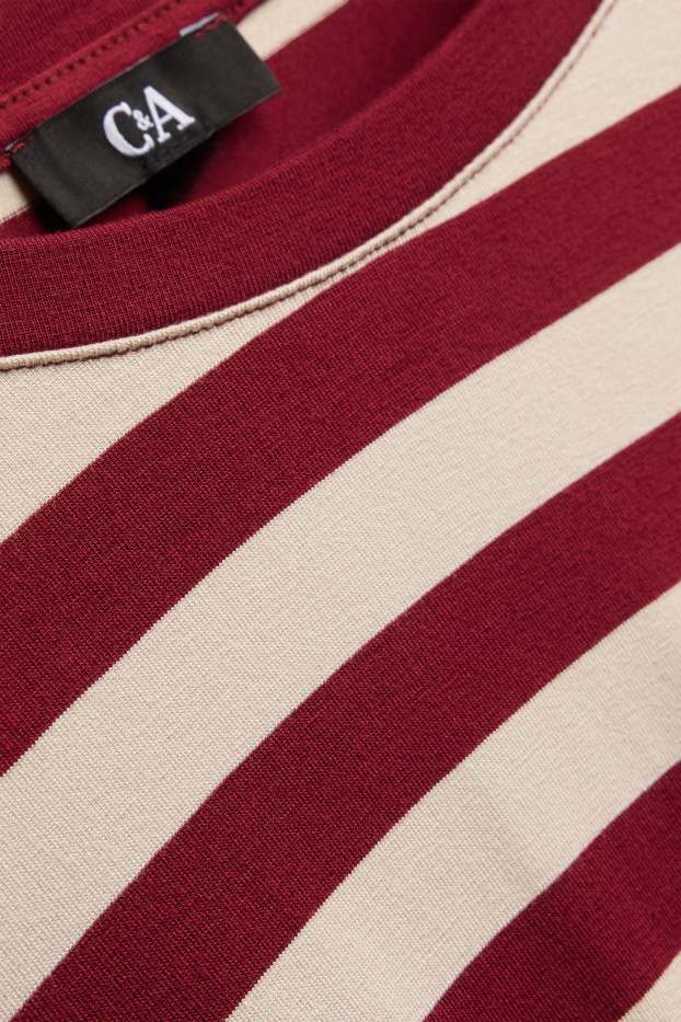 Femei - Tricou - regular fit - cu dungi - bej / bordo