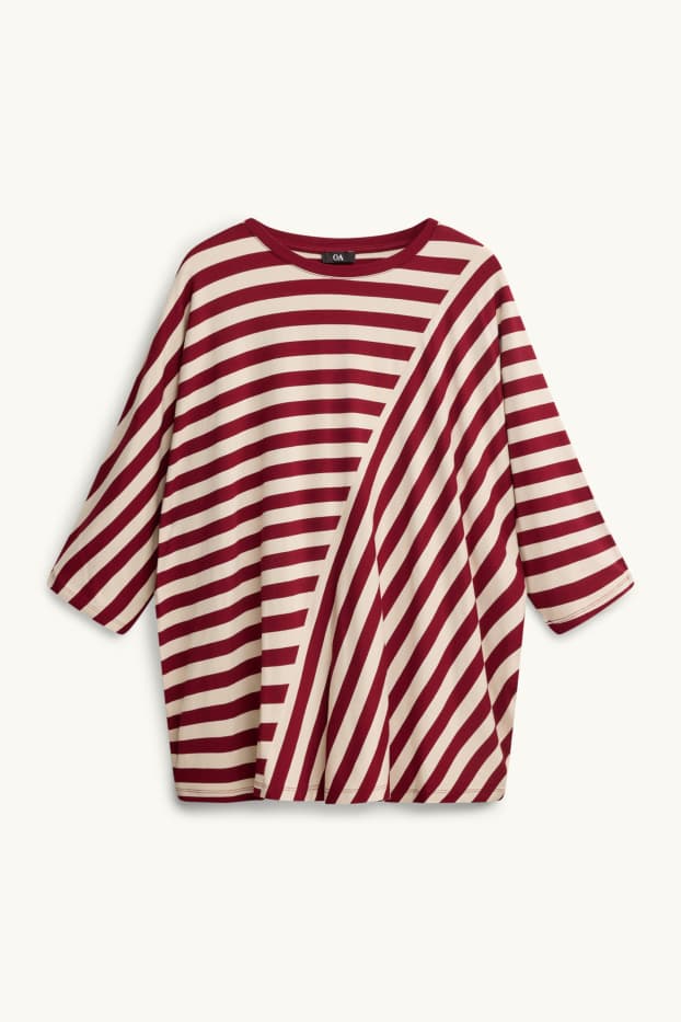 Femei - Tricou - regular fit - cu dungi - bej / bordo