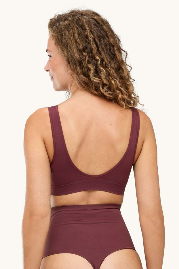 Women - Shaping thong - seamless - bordeaux