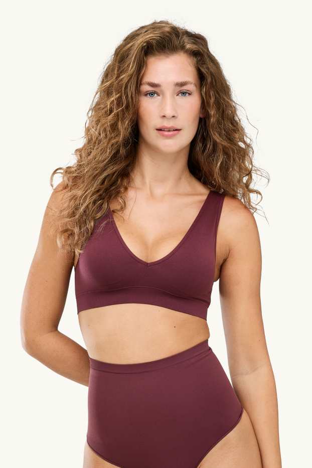 Damen - Bustier - wattiert - seamless - bordeaux