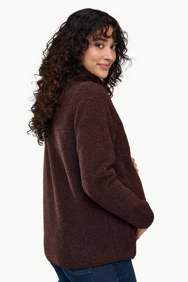 Donna - Giacca in pile premaman con inserto porta-bebè - marrone scuro