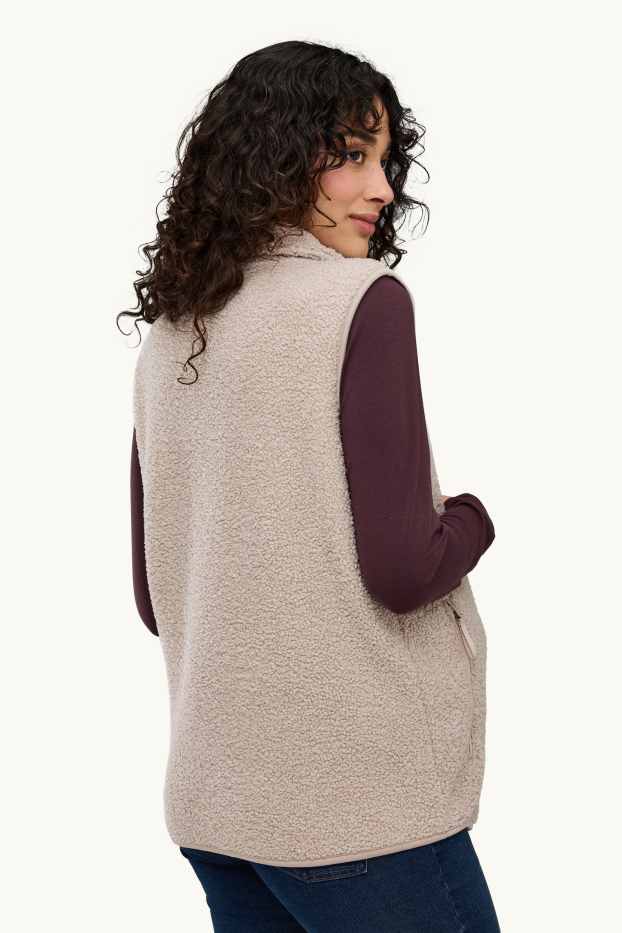Dames - Zwangerschapsvest van fleece - met babydraagzak - licht beige