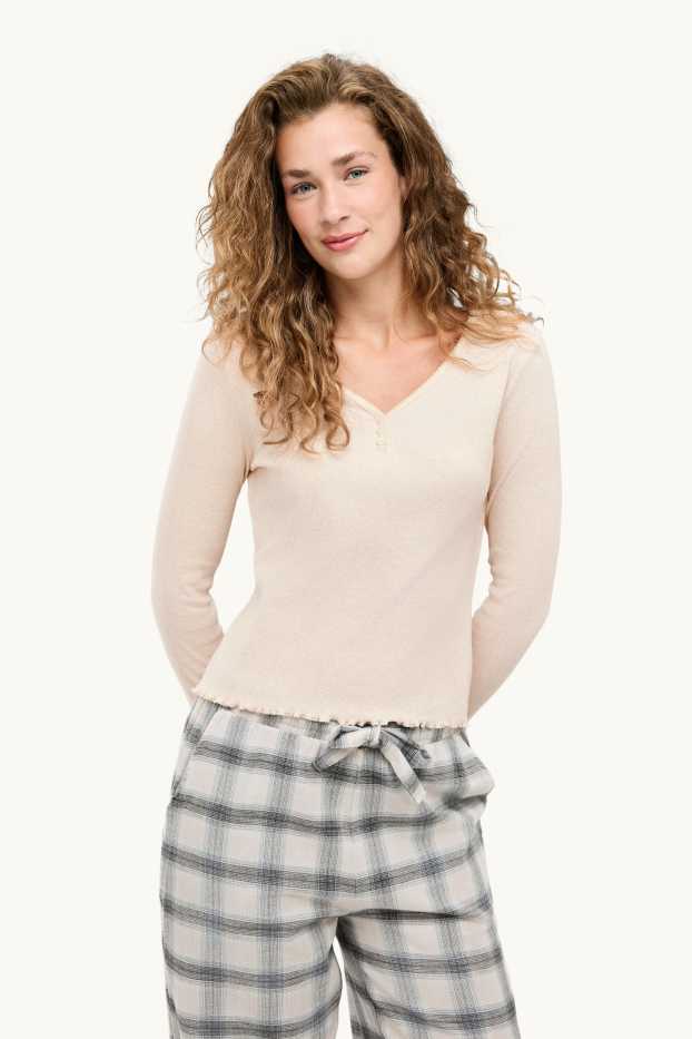 Dames - Pyjama - crème wit