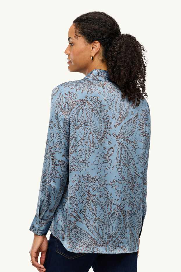 Femmes - Chemisier en satin - à motif - bleu