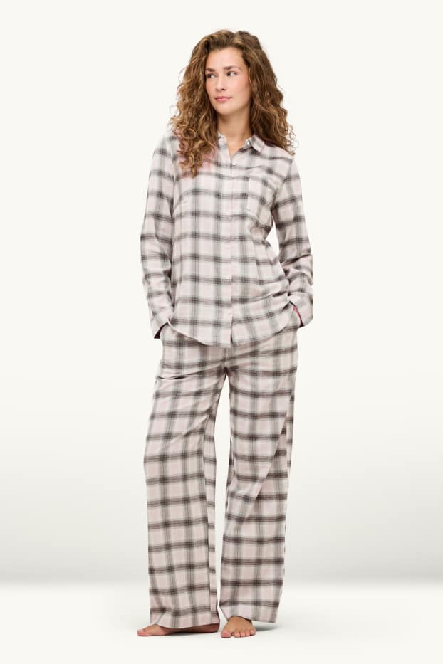Dona - Pijama - de quadres - beix