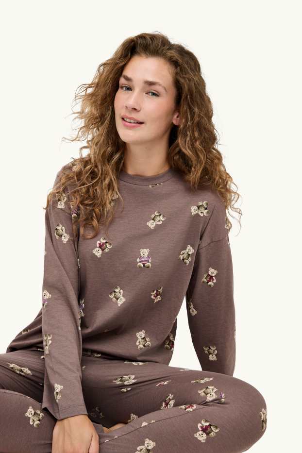 Dames - Pyjama - met patroon - bruin