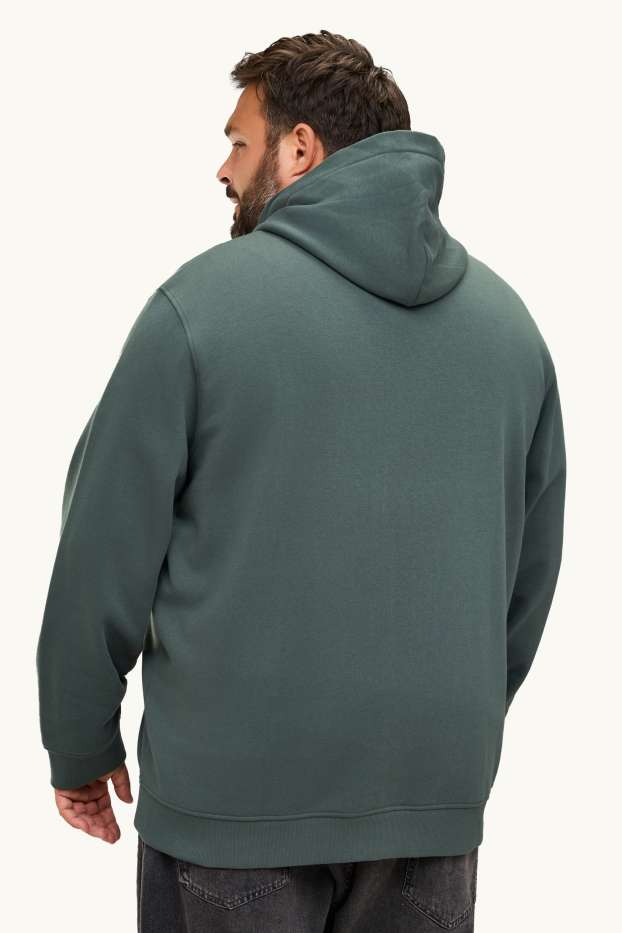Hommes - Sweat zippé en molleton avec capuche - vert