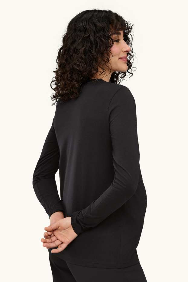 Donna - Maglia a maniche lunghe per allattamento - nero