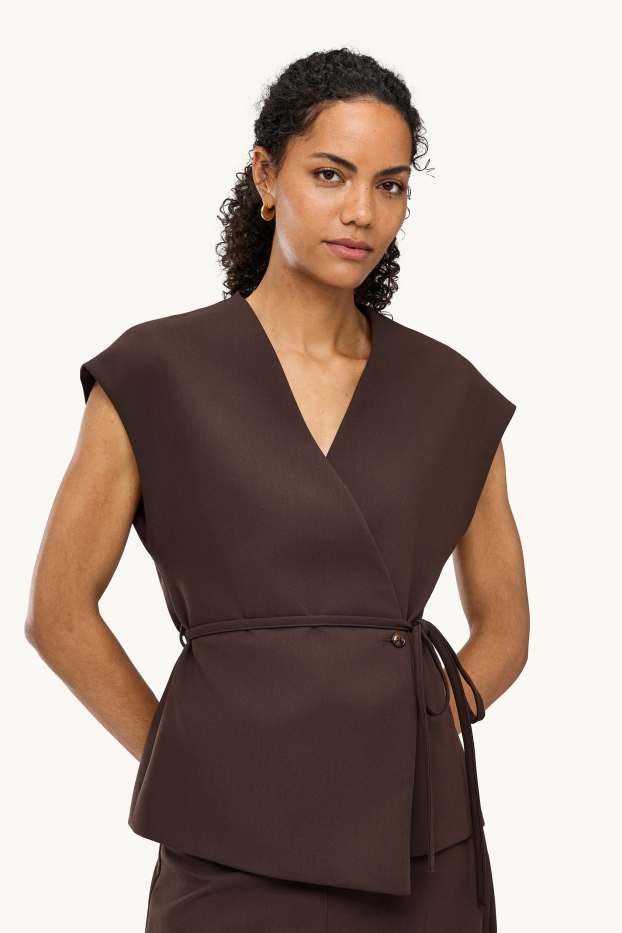 Women - Business waistcoat - regular fit - dark brown