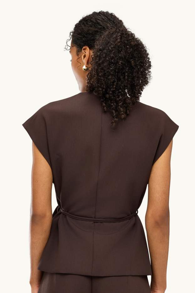 Women - Business waistcoat - regular fit - dark brown