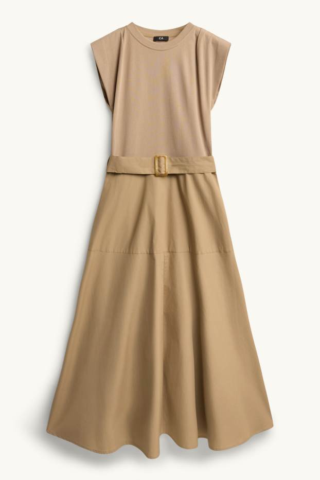 Donna - Vestito fit & flare con cintura - beige