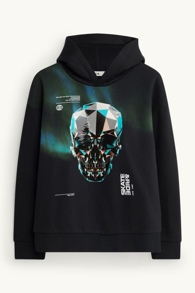 Kinder Buben - Totenkopf - Hoodie - schwarz