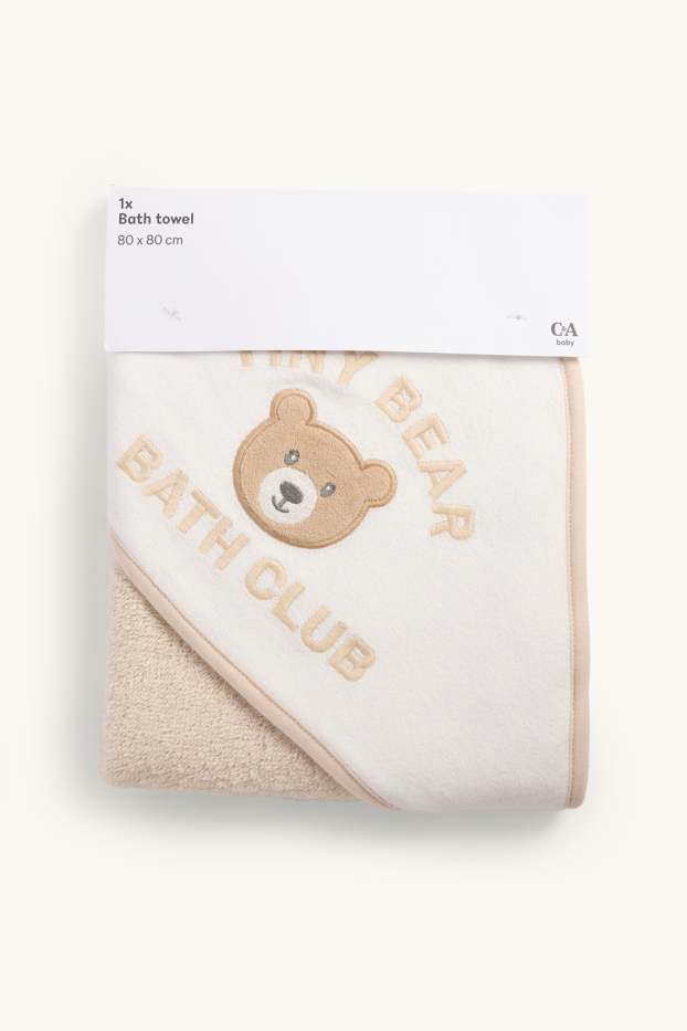 Bébés garçons - Ours en peluche - serviette de toilette bébé à capuche - 80 x 80 cm - crème