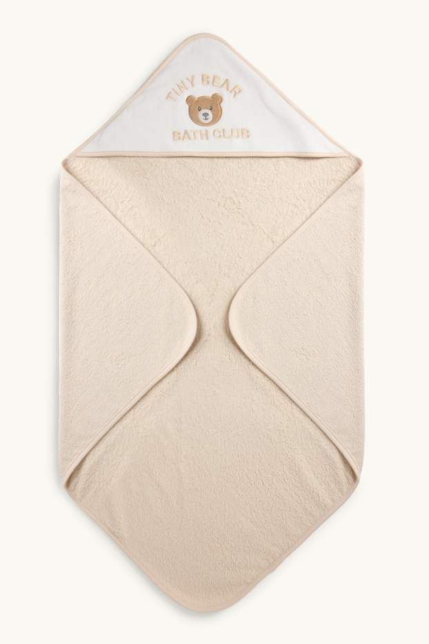 Bébés garçons - Ours en peluche - serviette de toilette bébé à capuche - 80 x 80 cm - crème