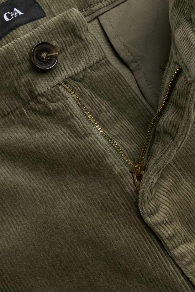 Hommes - Chino en velours côtelé - regular fit - vert foncé