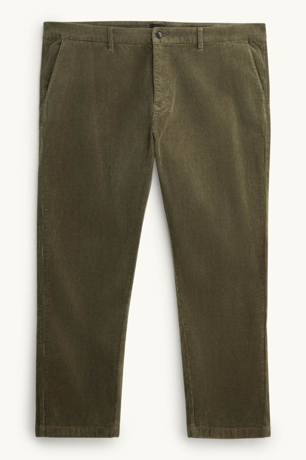 Hommes - Chino en velours côtelé - regular fit - vert foncé