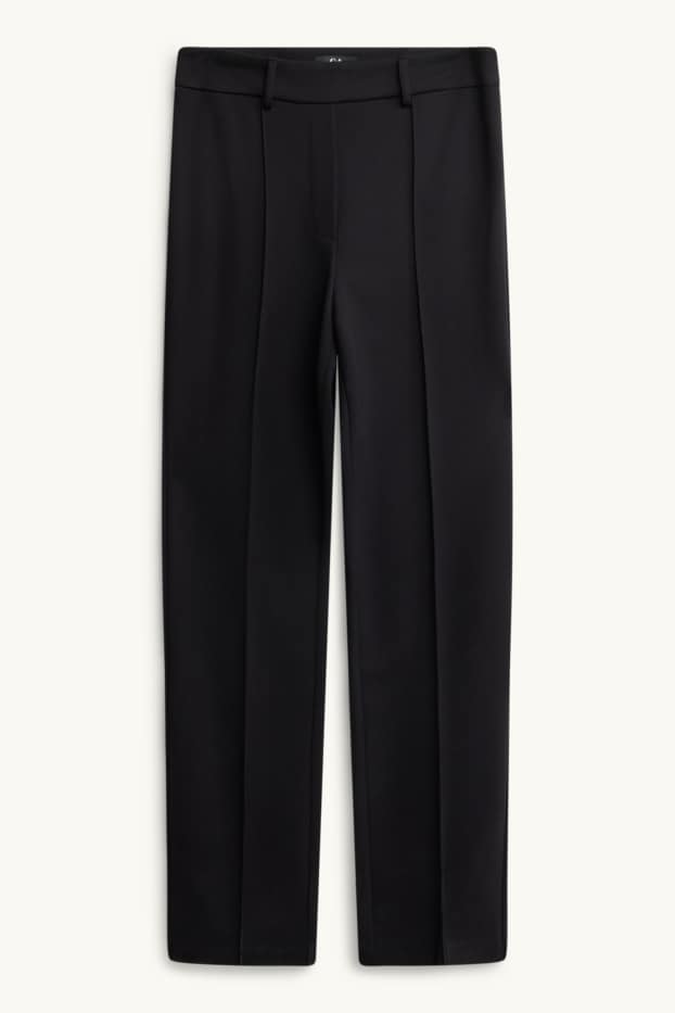 Femei - Pantaloni de stofă - talie medie - tapered fit - negru