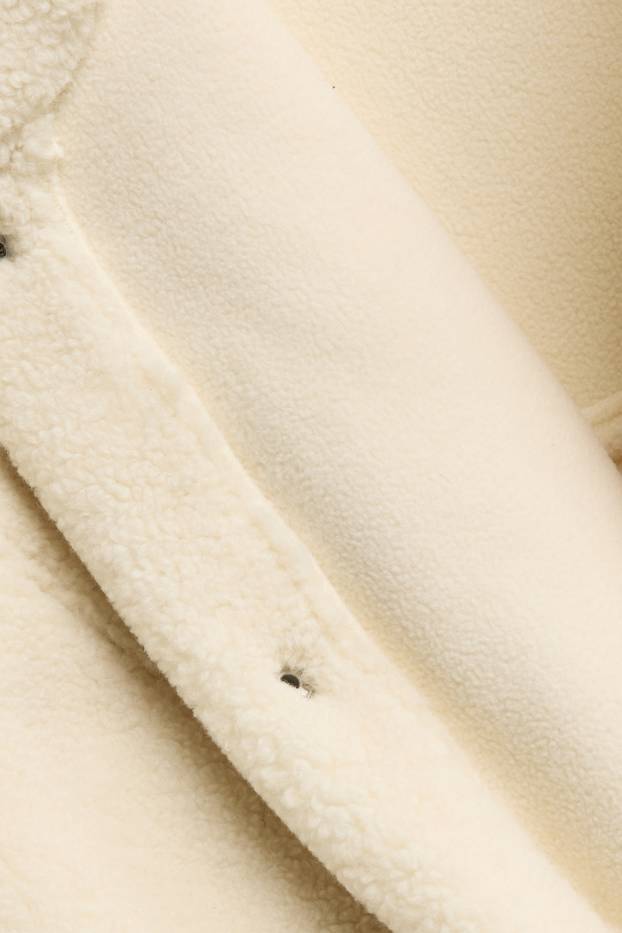 Heren - Overhemdjas van teddybont - relaxed fit - kent - crème wit