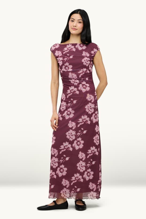 Dona - Vestit bodycon - malla - de flors - lila