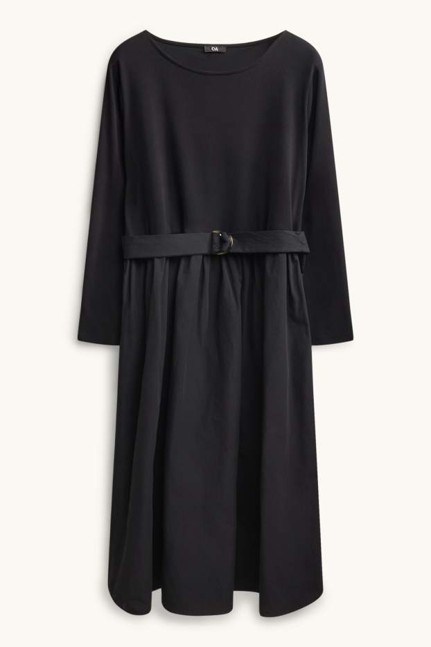 Donna - Vestito fit & flare con cintura - nero
