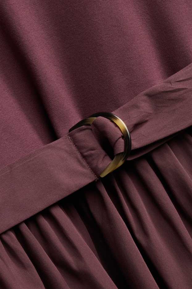 Dona - Vestit fit & flare amb cinturó - bordeus