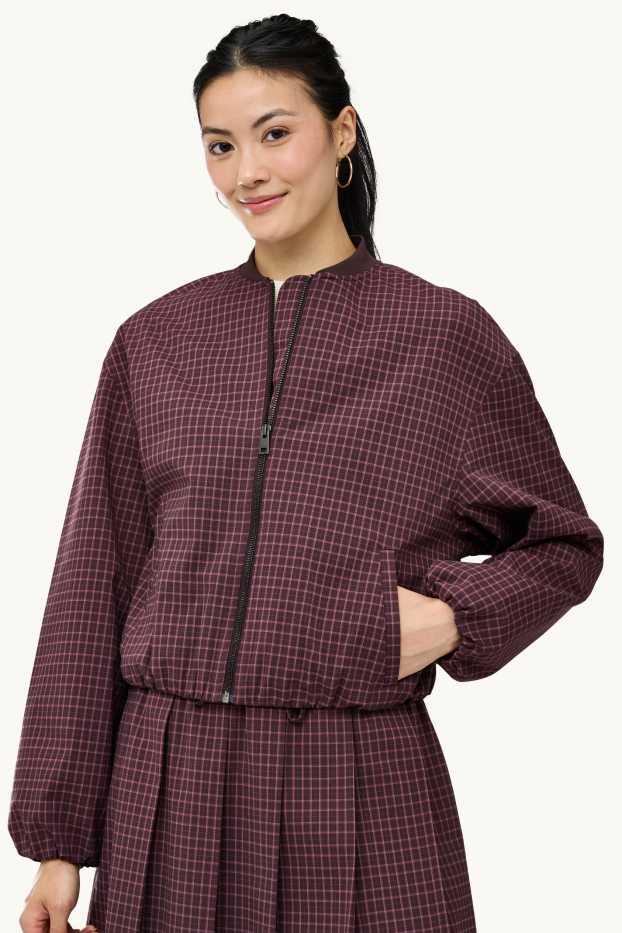 Femmes - Blazer Oversize - à carreaux - bordeaux