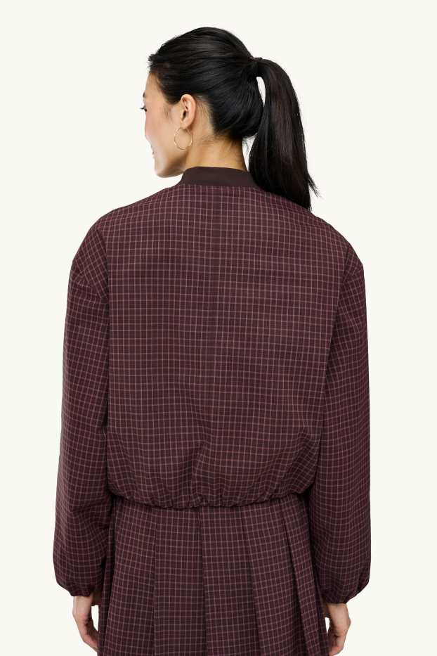 Femmes - Blazer Oversize - à carreaux - bordeaux