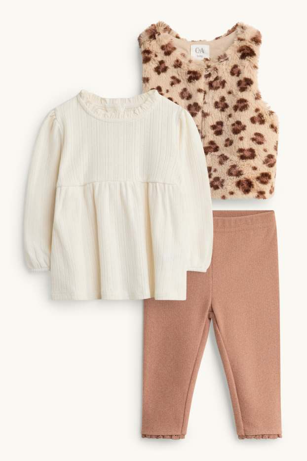 Bébés filles - Léopard - tenue bébé - 3 pièces - blanc crème