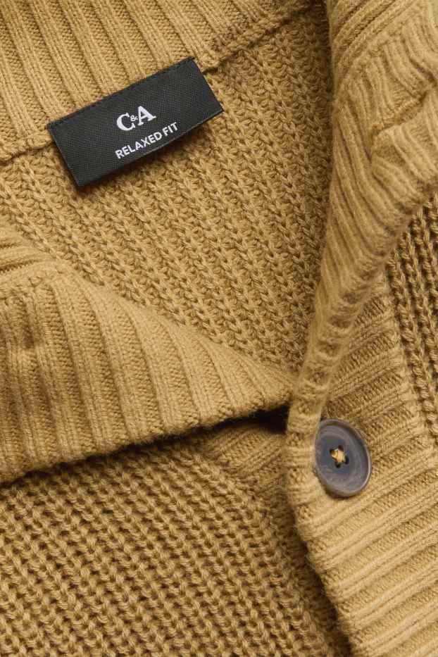 Men - Cardigan - mustard yellow
