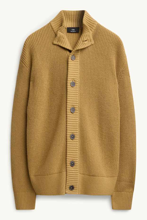 Men - Cardigan - mustard yellow