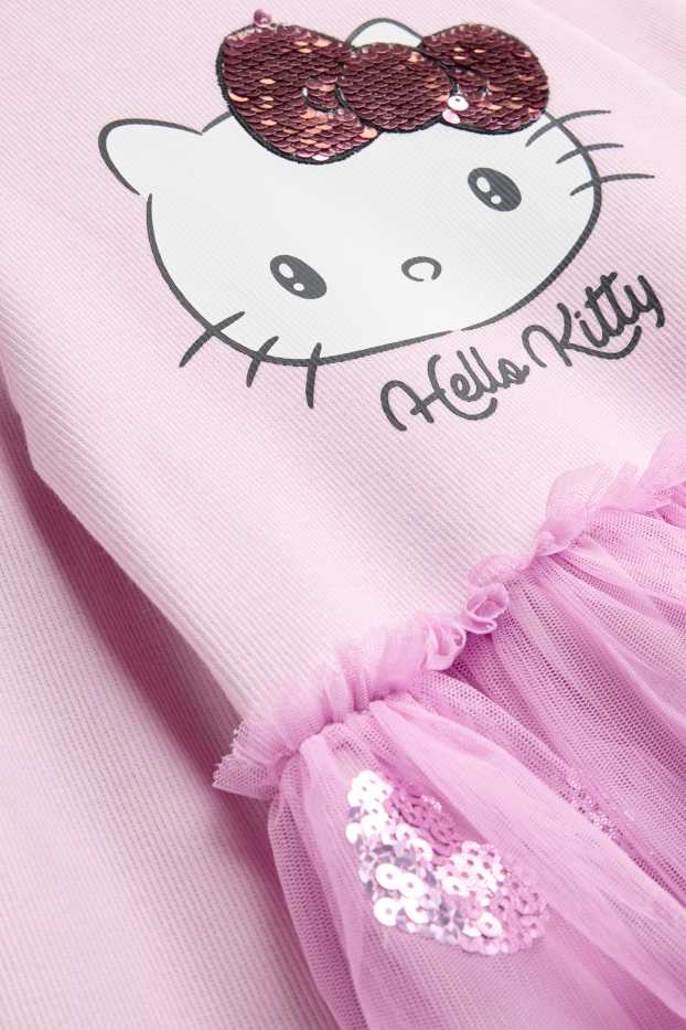 Children Girls - Hello Kitty and heart - dress - shiny - purple