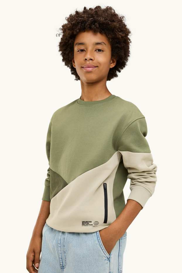 Kinder Jungen - Sweatshirt - grün / beige
