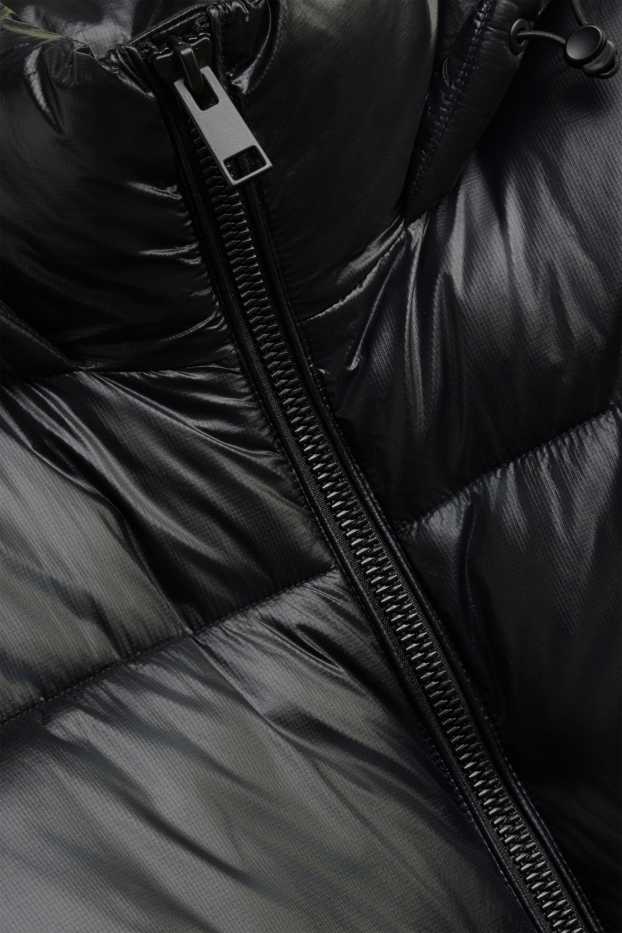 Herren - Steppjacke mit Kapuze - gefüttert - wasserabweisend - schwarz