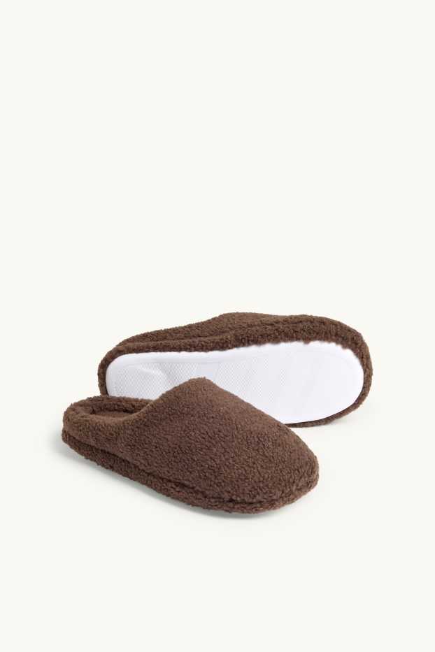 Femmes - Chaussons en peluche - marron foncé