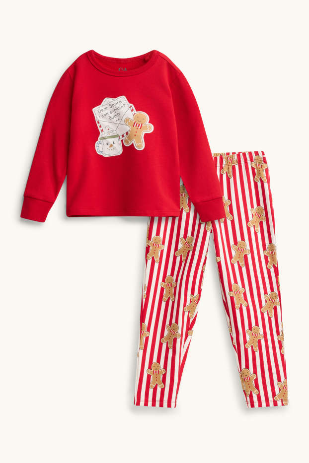 Copii - Fete - Mini Me - omuleț de turtă dulce - pijama pentru copii, cu motive de Crăciun - 2 piese - roșu