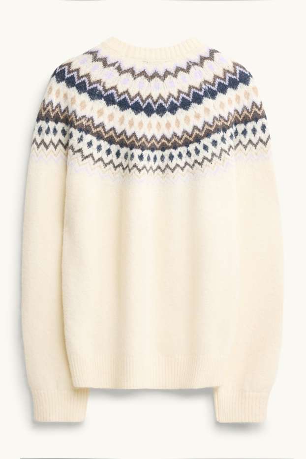 Women - Jumper - patterned - dark blue / creme white