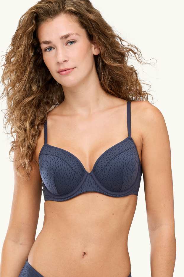 Femmes - Soutien-gorge à armature - FULL COVERAGE - ampliforme - finition texturée - bleu foncé