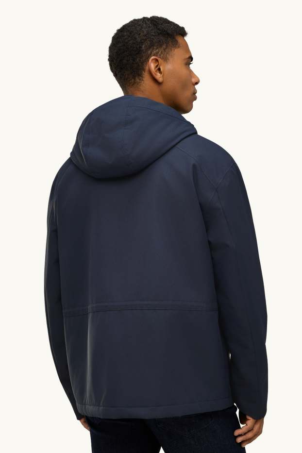 Hommes - Veste de sport avec capuche - doublée - imperméable - bleu foncé