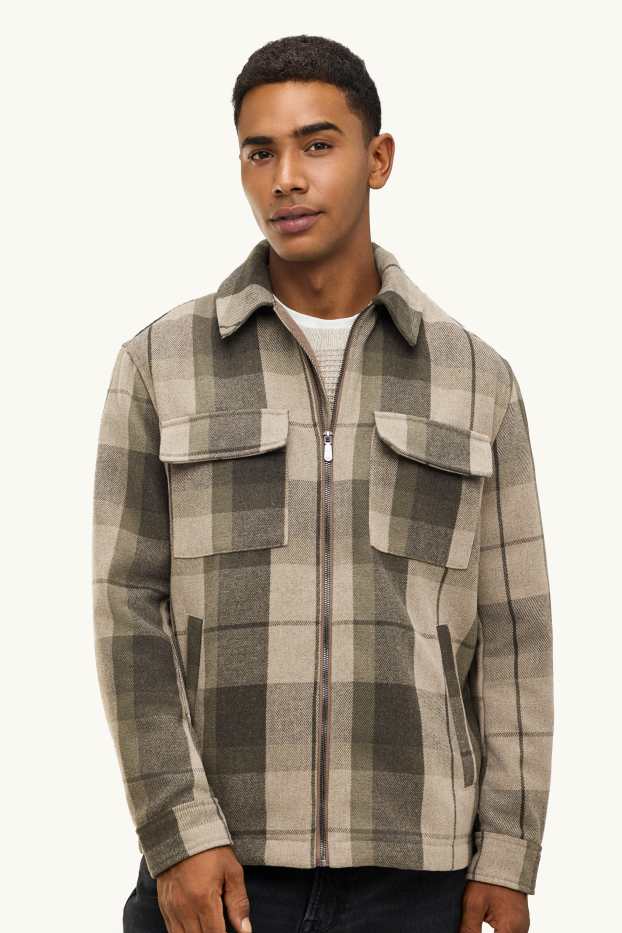 Hommes - Veste-chemise - relaxed fit - à carreaux - beige / marron