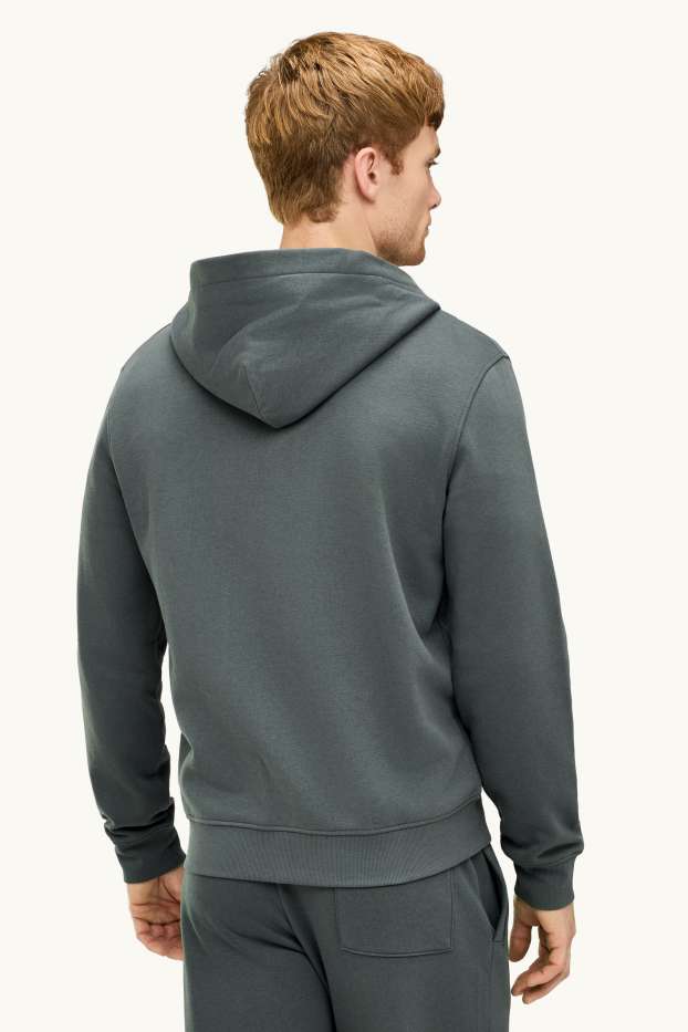Hommes - Sweat zippé en molleton avec capuche - vert
